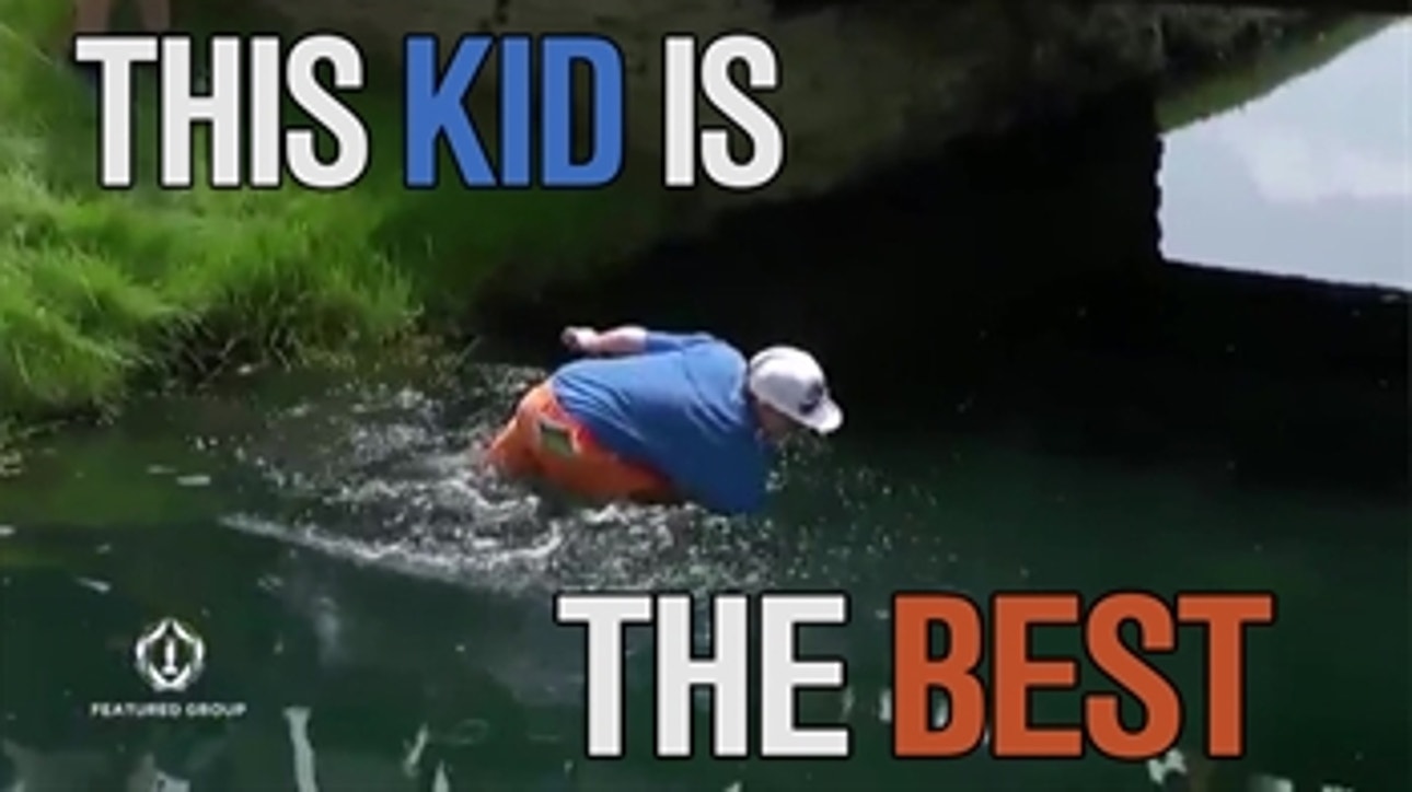 This kid jumping into a water hazard is the best