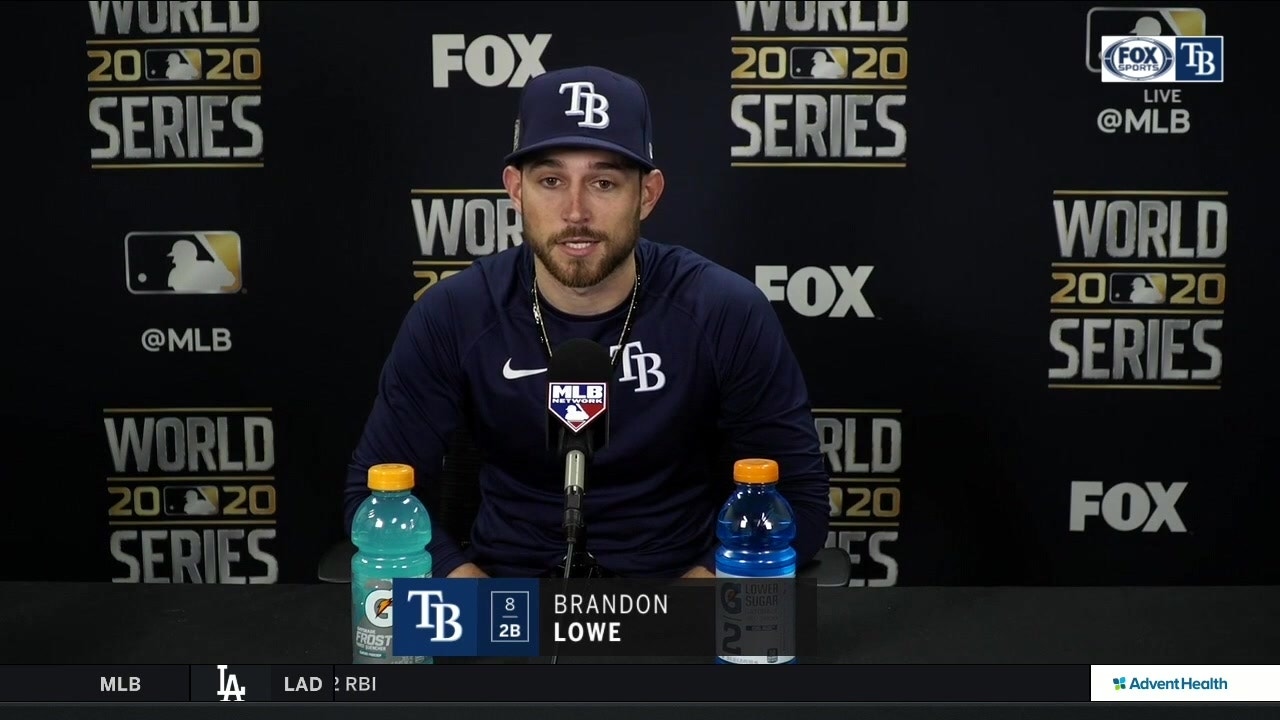 Brandon Lowe talks after his 3-run HR, Rays' Game 4 win over Dodgers