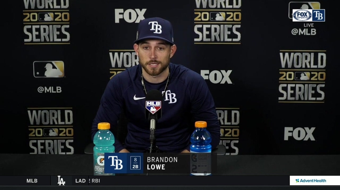 Brandon Lowe talks after his 3-run HR, Rays' Game 4 win over Dodgers
