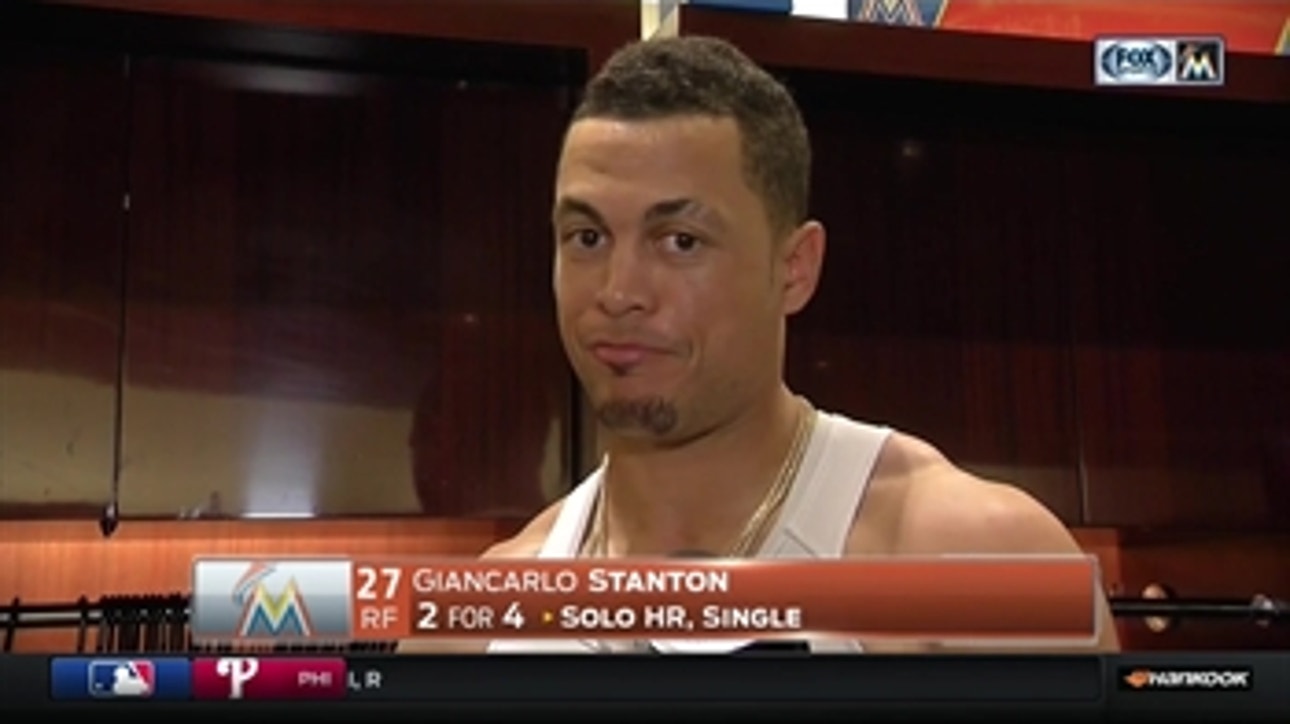 Giancarlo Stanton says he still has a long way to go after his 40th homer of the season