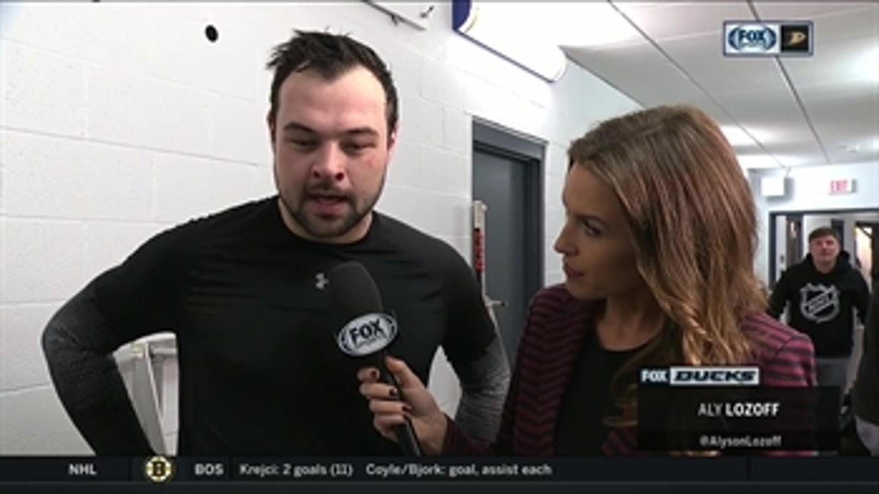 Devin Shore obviously frustrated after Ducks 4-1 loss to Blues