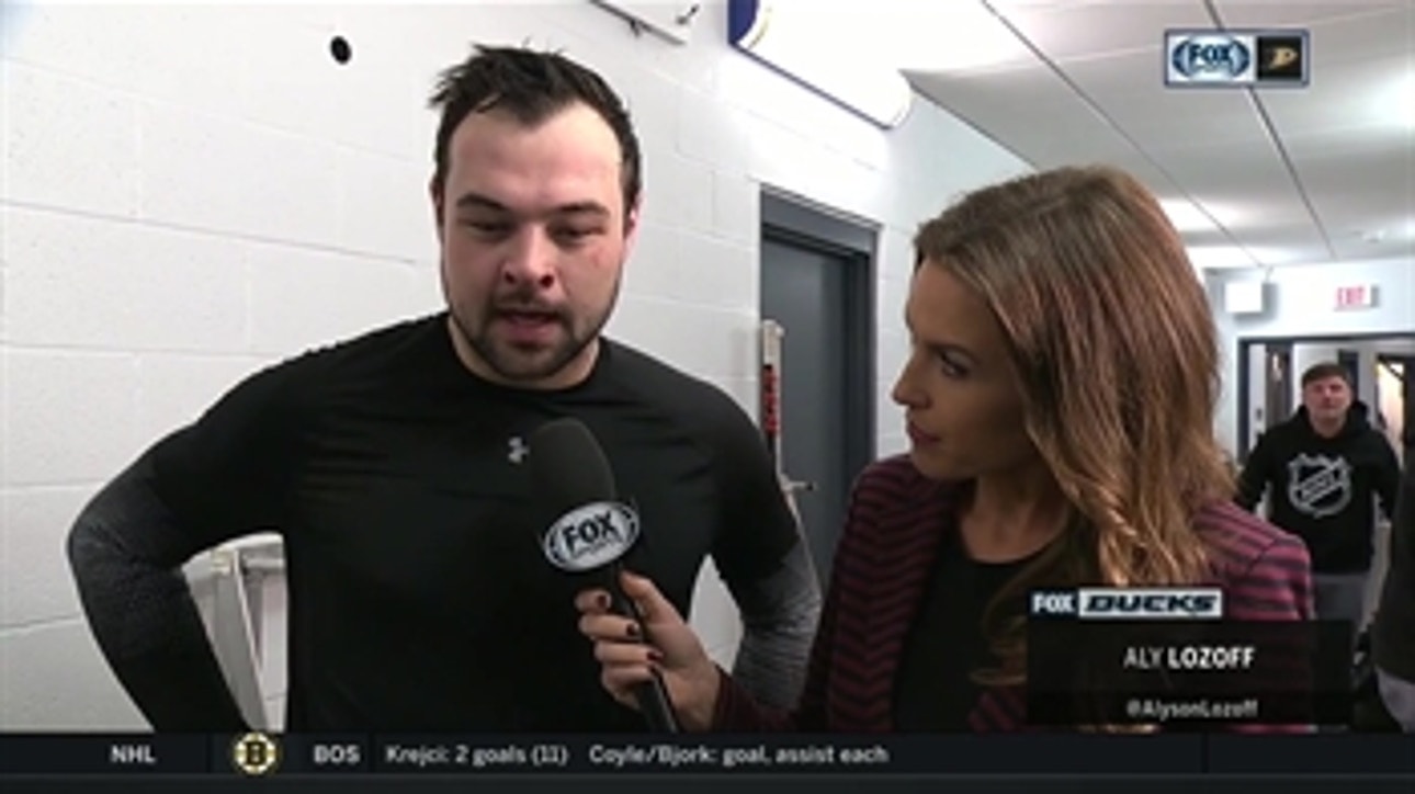 Devin Shore obviously frustrated after Ducks 4-1 loss to Blues
