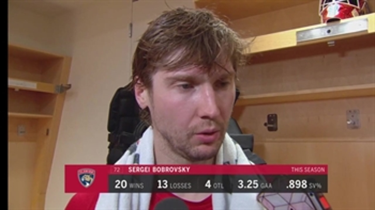 Sergei Bobrovsky discusses Panthers' game in Toronto after securing his 20th win of the season