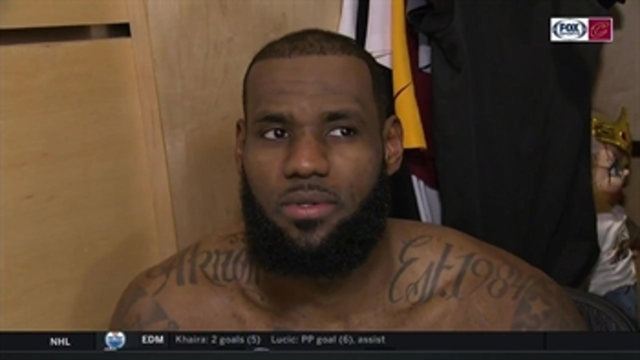 LeBron on overcoming travel delay, Kevin Love injury to beat 76ers