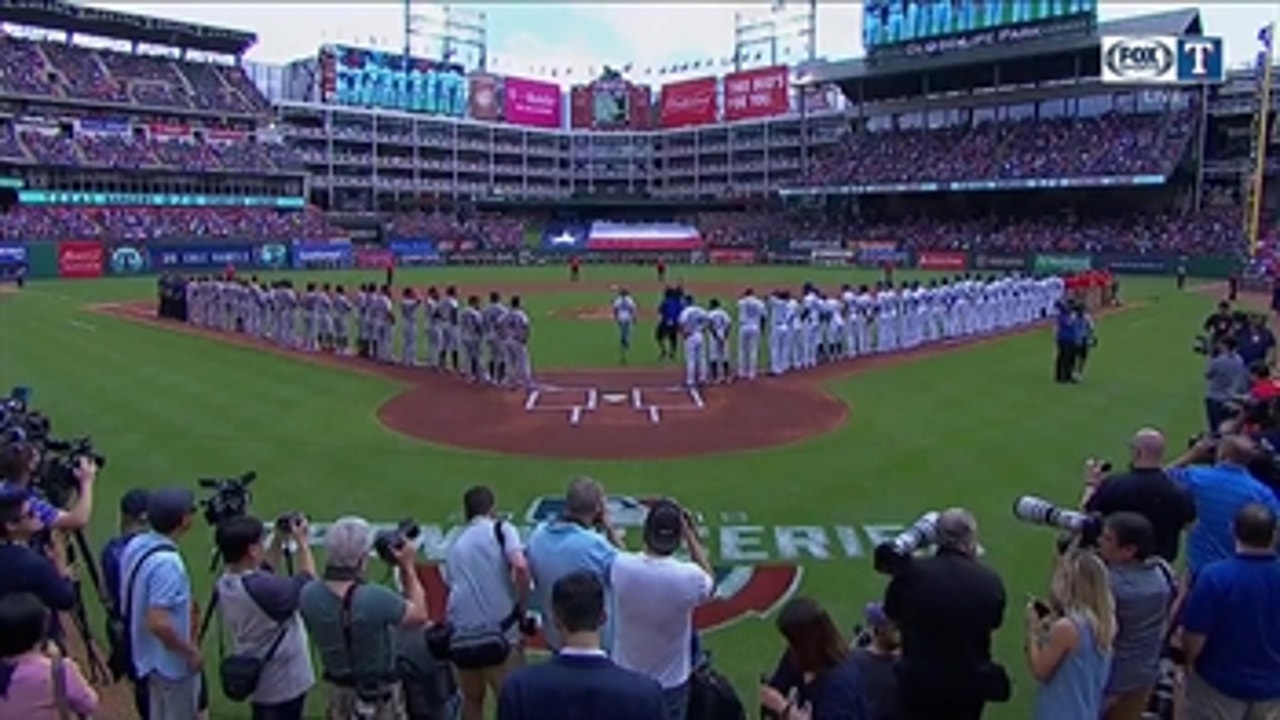 National Anthem before Texas Rangers take the field on Opening Day