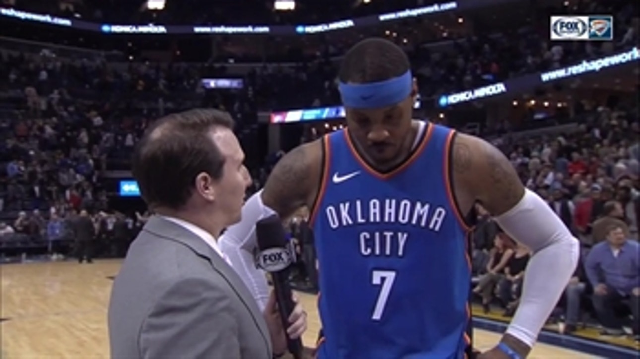 Carmelo Anthony with the huge block in OKC win over Memphis