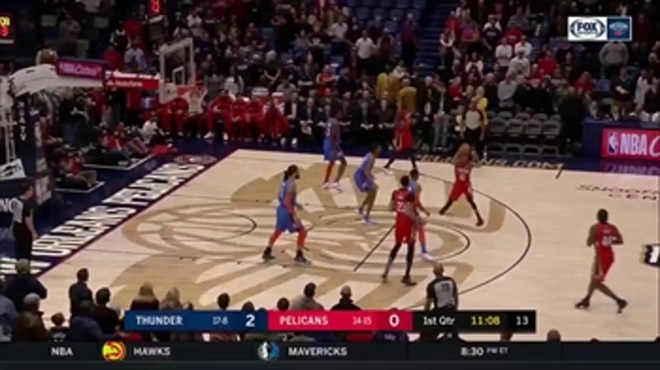 WATCH: Anthony Davis, Jrue Holiday help Pels top Thunder 118-114