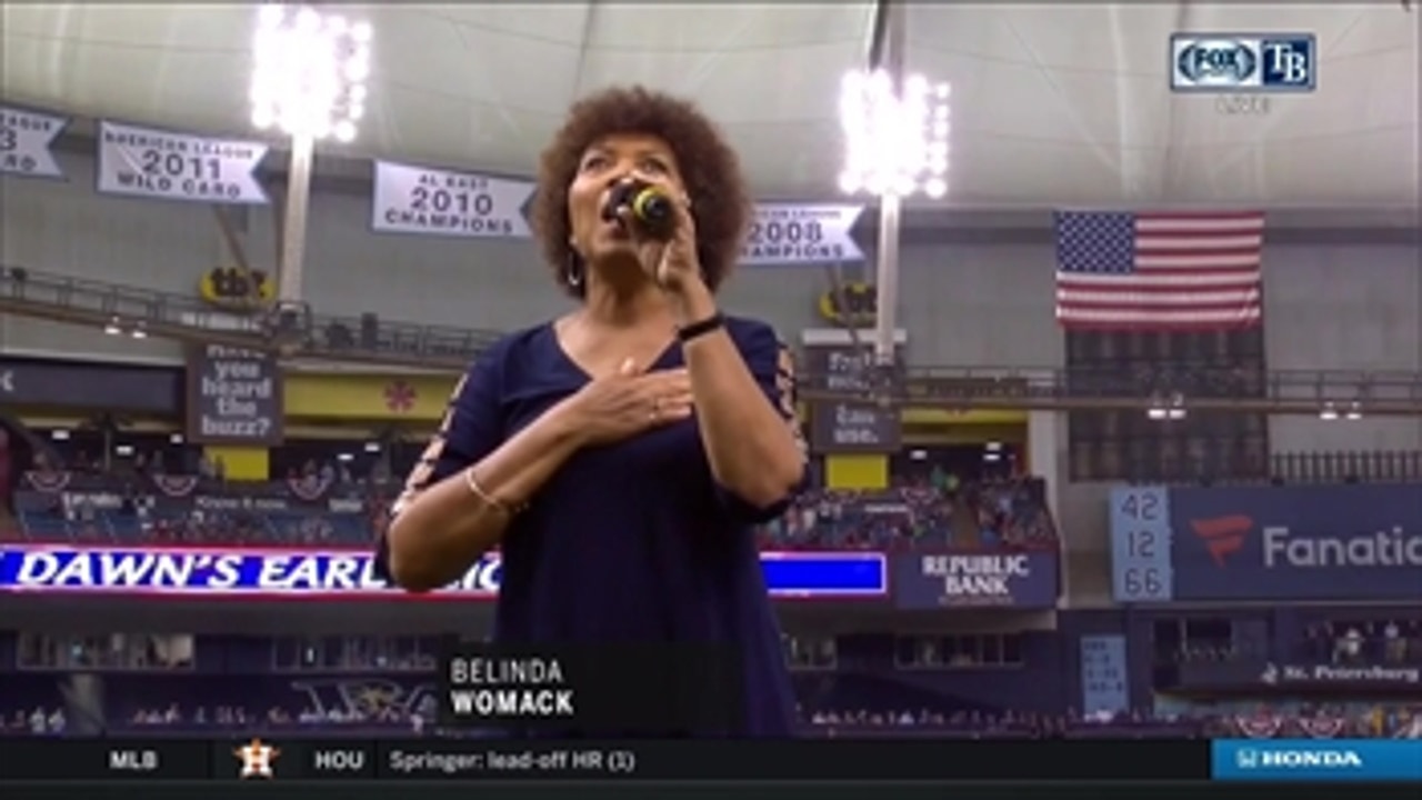 Belinda Womack delivers a throwback National Anthem performance on Opening Day