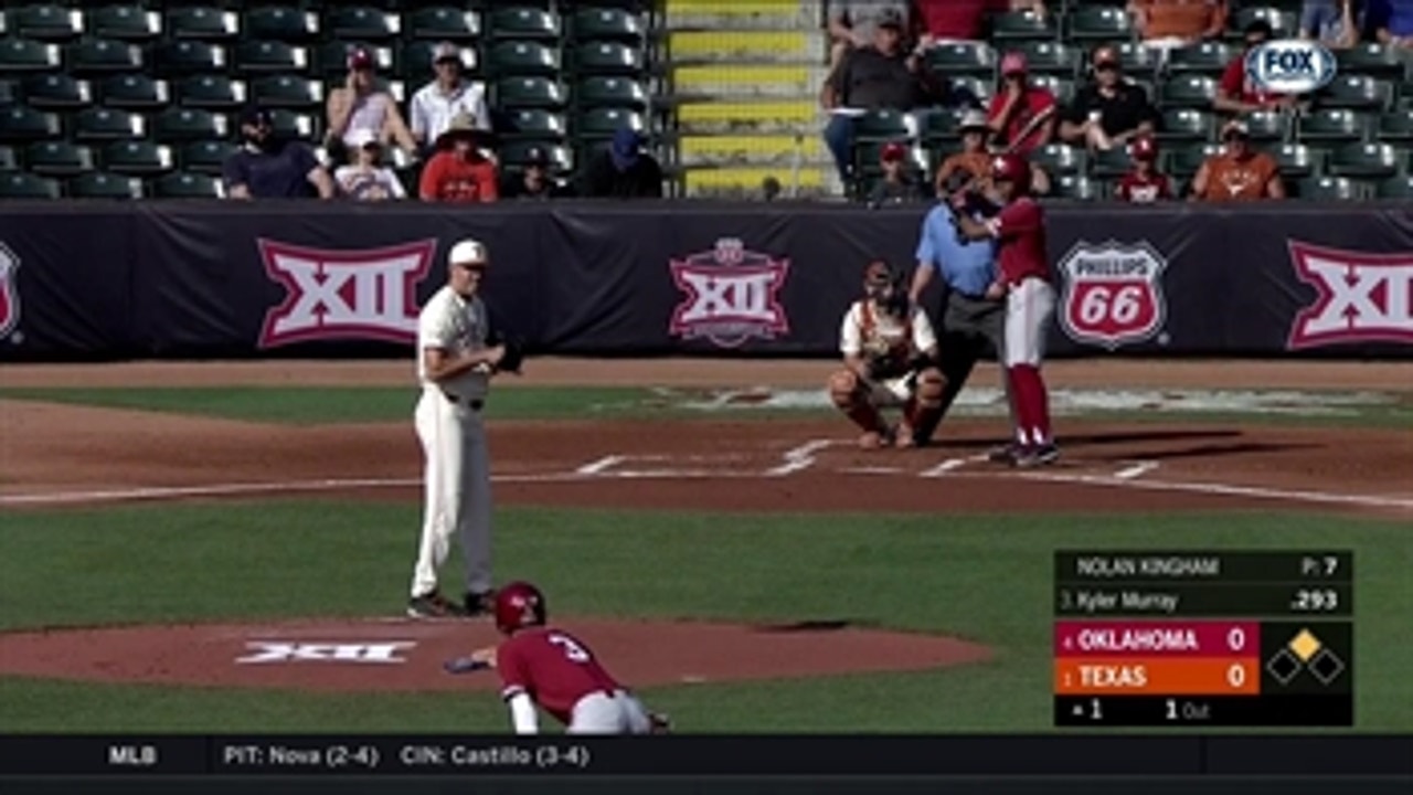 WATCH: Kyler Murray RBI single gives Oklahoma 1-0 lead over Texas ' Big 12 Baseball Tournament