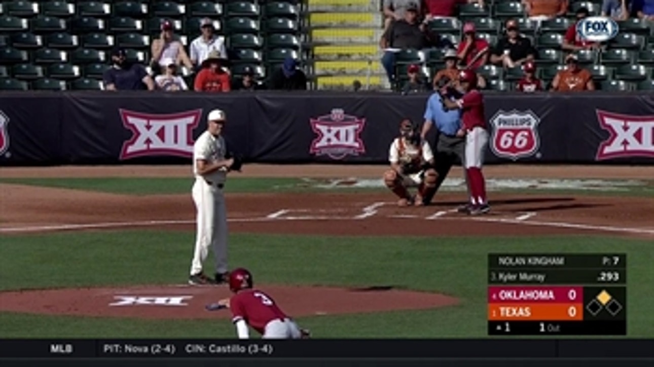 WATCH: Kyler Murray RBI single gives Oklahoma 1-0 lead over Texas ' Big 12 Baseball Tournament