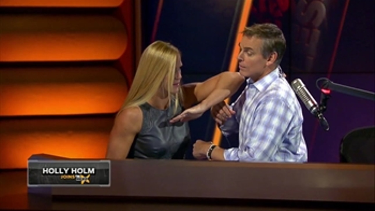 Holly Holm demonstrates her elbow hit on Colin Cowherd - 'The Herd'