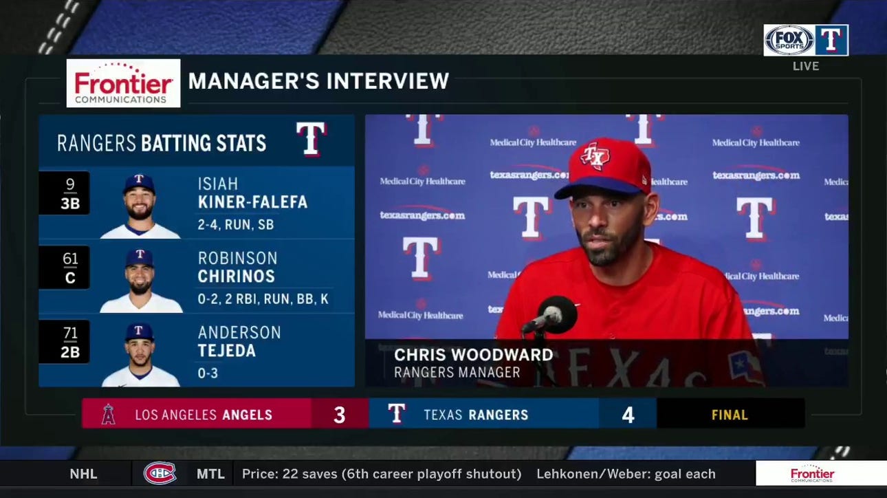 Chris Woodward on Kiner-Falefa, Rangers 4-3 Win over LA