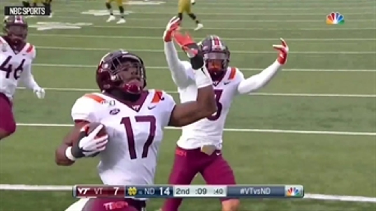 Divine Deablo returns fumble 98 yards to the house, Virginia Tech eyes upset of Notre Dame