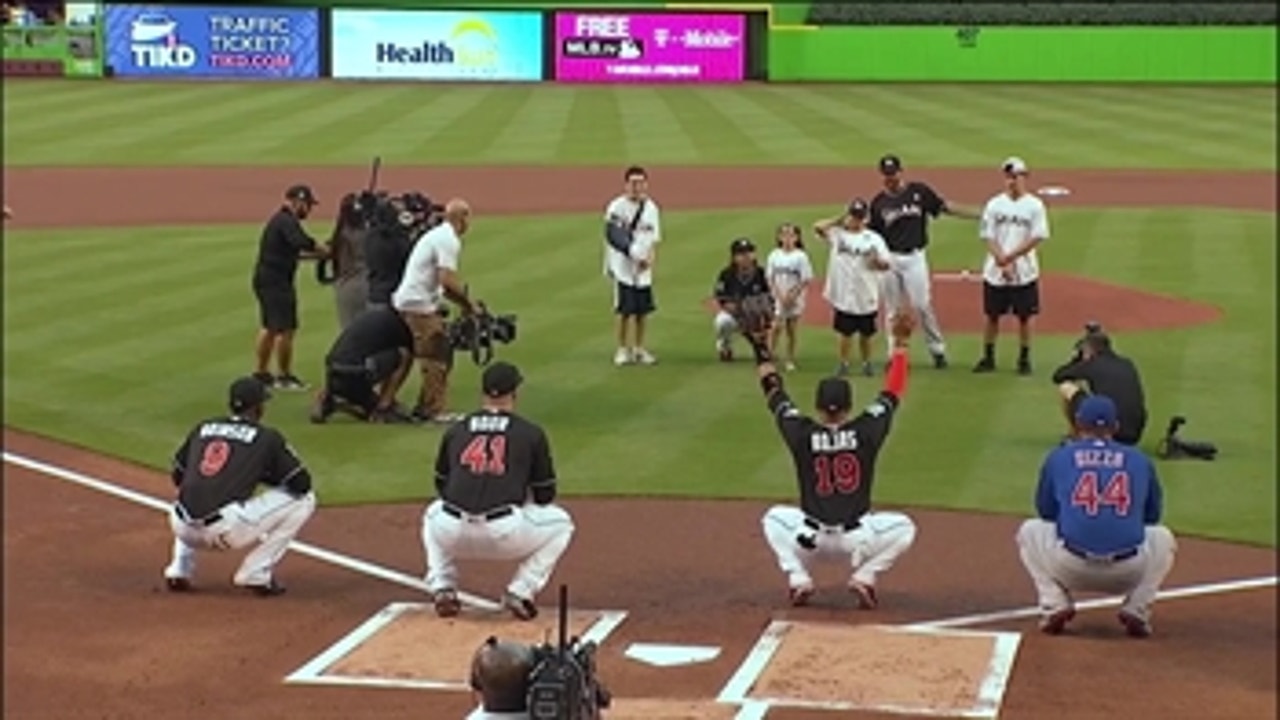 Marjory Stoneman Douglas families throw first pitch at Marlins Park