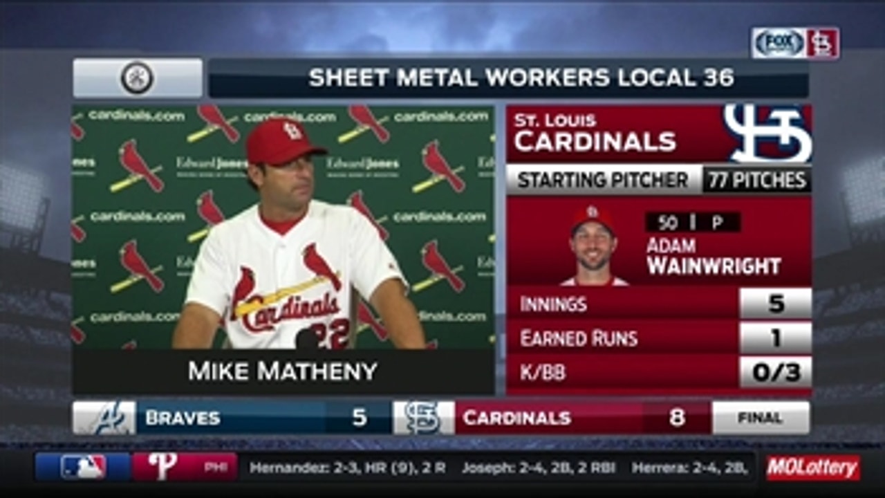 Matheny impressed by Wainwright's ability to pitch through pain