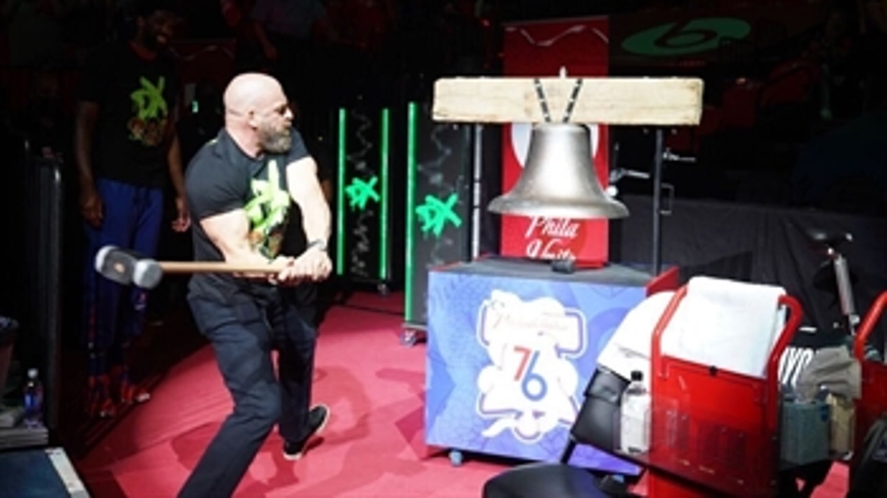Triple H joins NBA All-Star Joel Embiid to ring 76ers’ Liberty Bell