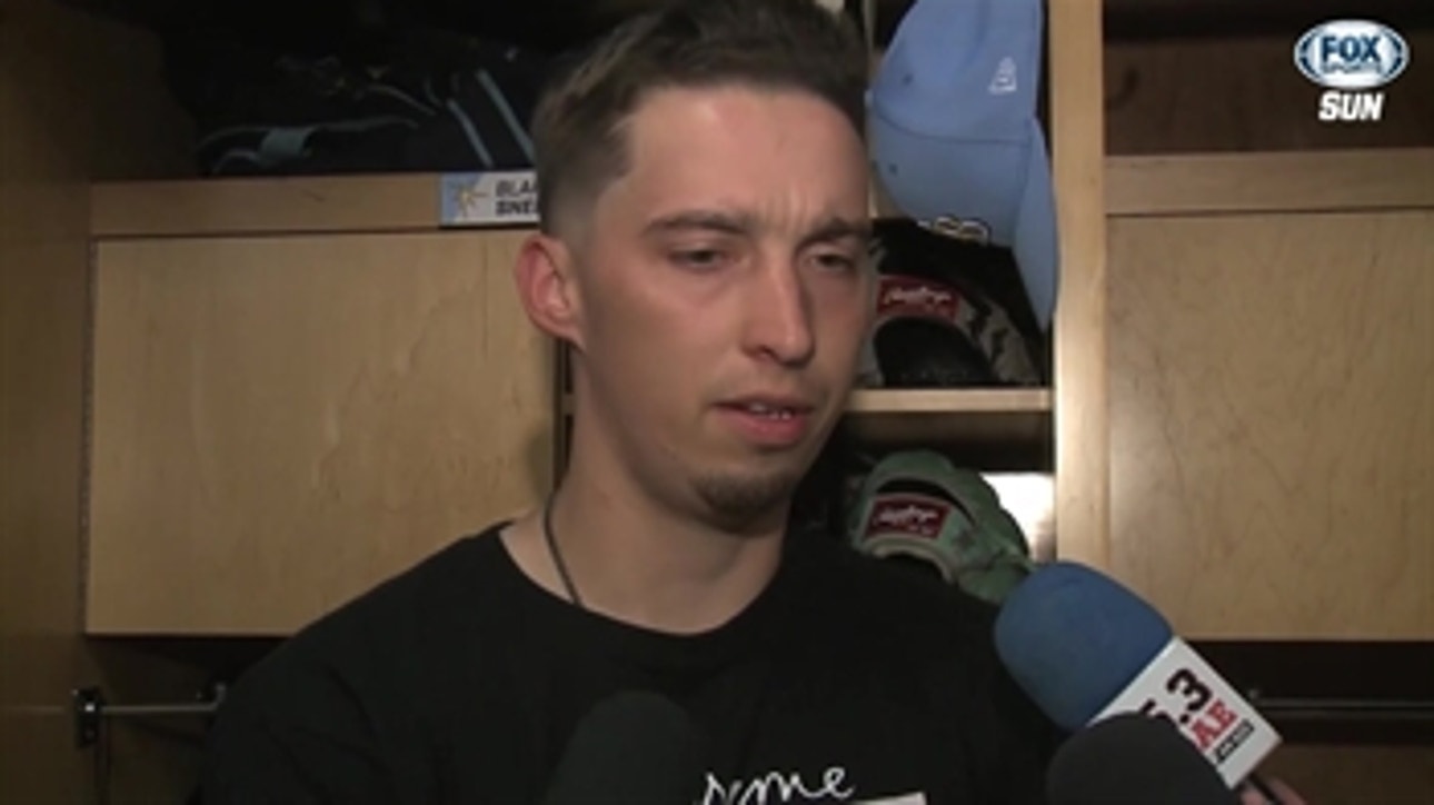 Rays ace Blake Snell chats about his scoreless inning of work, throwing to catcher Kevan Smith