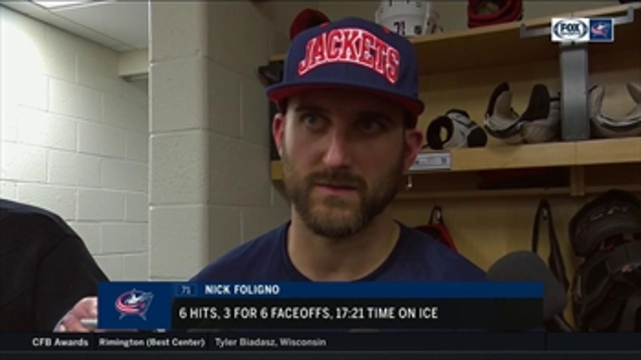 Nick Foligno on tonight's 1-0 loss to the Penguins: "We did not match their intensity at all, and that's unacceptable on our part."
