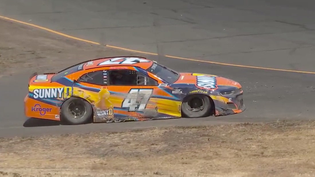 Ricky Stenhouse Jr. brings out the caution after losing a tire at Sonoma