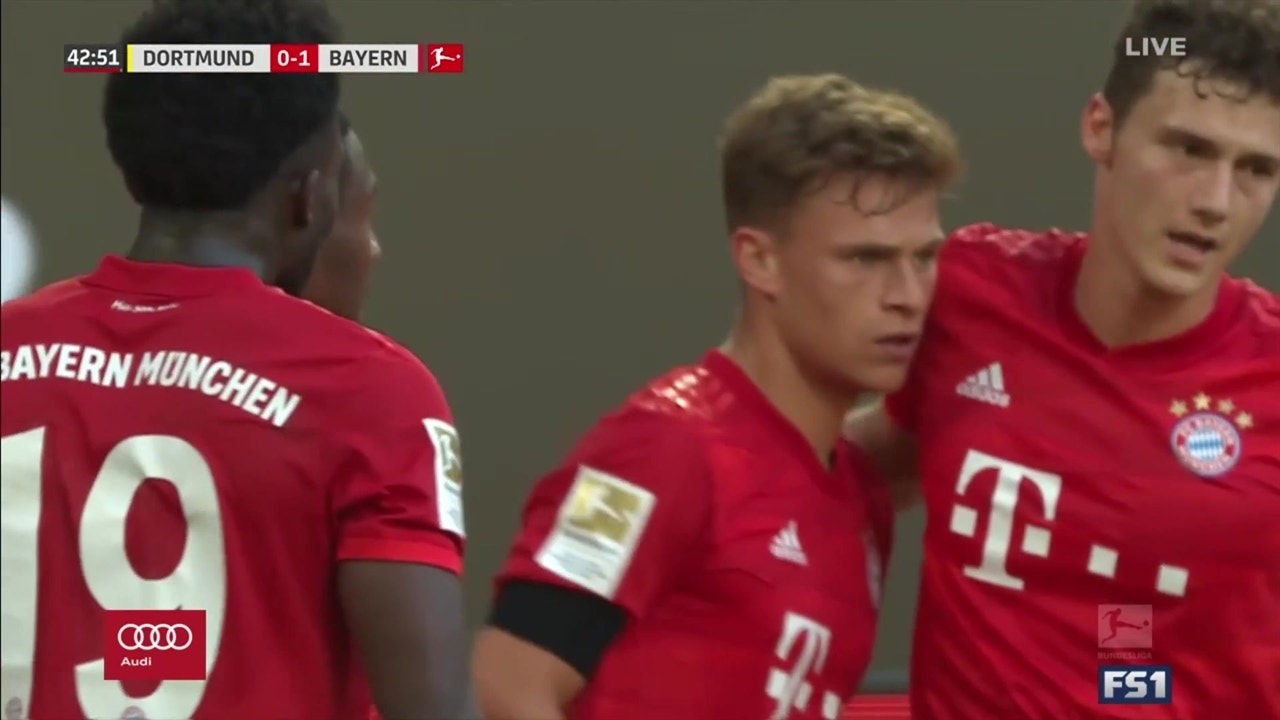 Bayern Munich takes 1-0 lead over Borussia Dortmund off Joshua Kimmich's chip shot