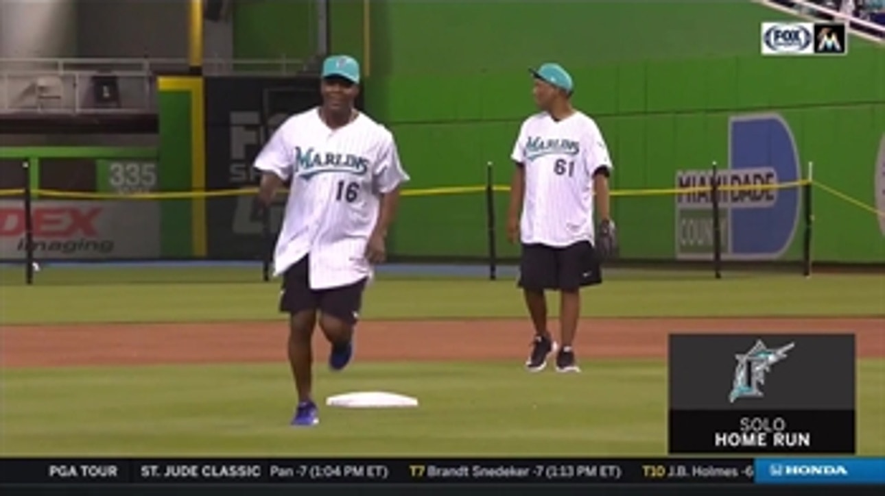 Marlins alumni get back on the field for softball game