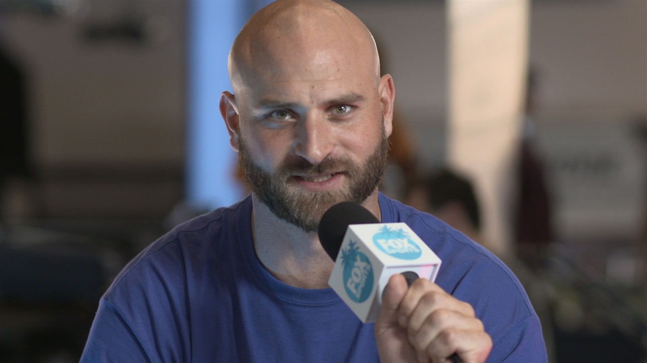 Former Bears offensive lineman Kyle Long joins FOX Sports at Radio Row of the Super Bowl
