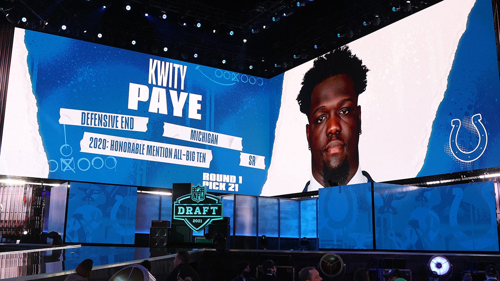The Indianapolis Colts selected standout edge rusher Kwity Paye with the 21st pick in the draft.