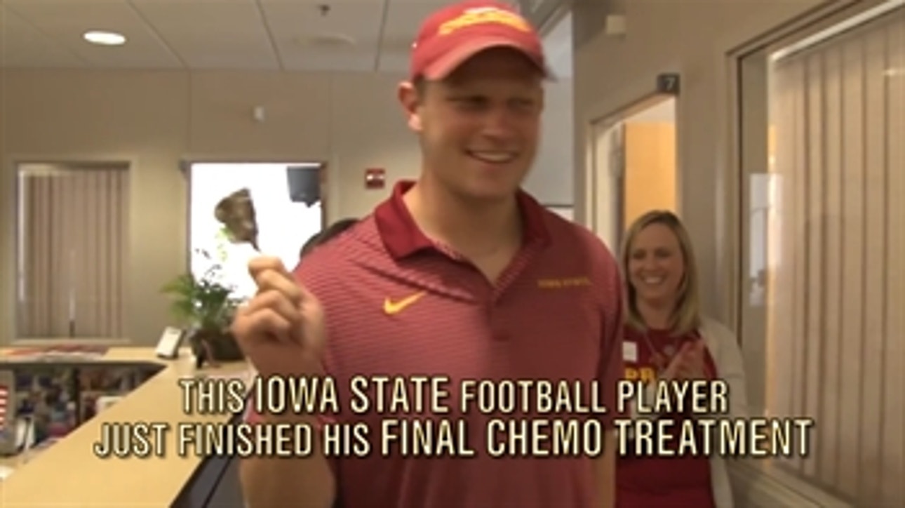 College football player gets cool surprise after final round of chemotherapy