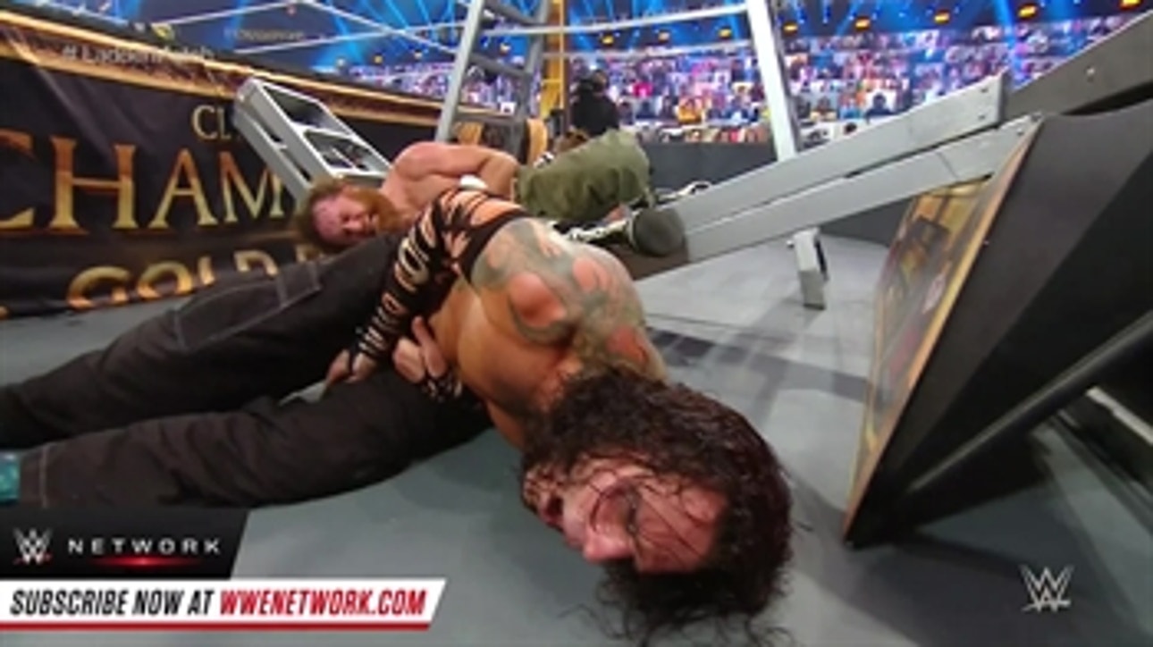 Jeff Hardy Swanton Bombs off a ladder onto Sami Zayn: WWE Clash of Champions 2020 (WWE Network Exclusive)