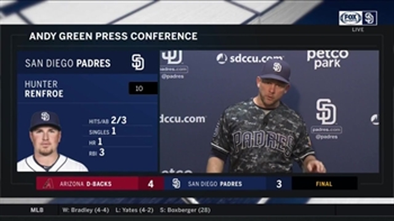 Padres manager Andy Green "hopeful" that Hunter Renfroe will not miss time