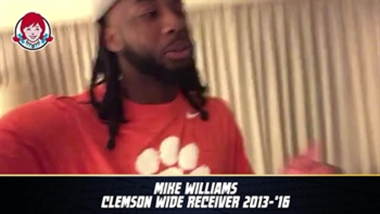 Chargers wide receiver Mike Williams celebrates Clemson's win over Notre Dame