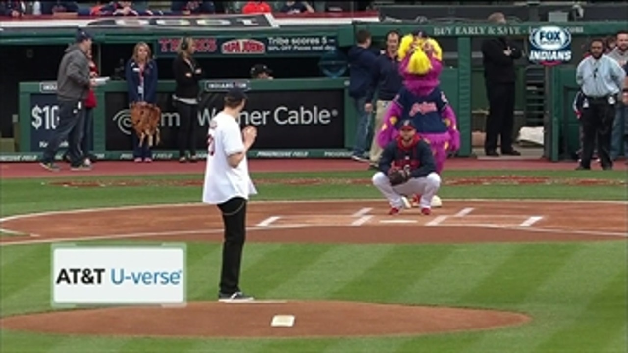 Timofey Mozgov throws first pitch at Indians game
