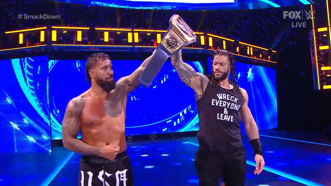 Roman Reigns, Jey Uso take on Sheamus and King Corbin