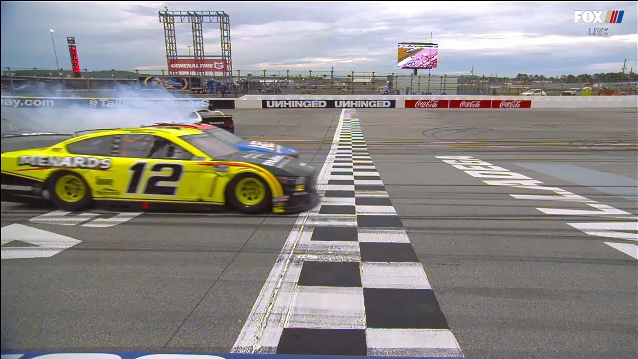 FINAL LAP: Ryan Blaney repeats at Talladega, wins by a nose amidst crash in final seconds