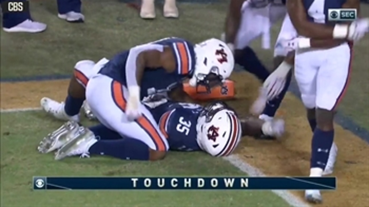 Zakoby McClain returns interception 100 yards for the TD, giving Auburn the lead