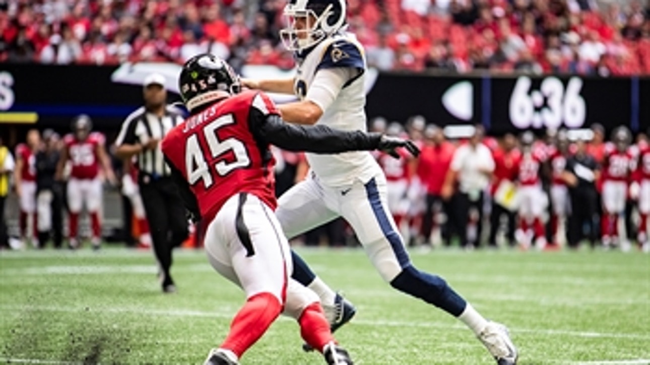 Jared Goff breaks a defender's ankles as the Rams roll through the Falcons