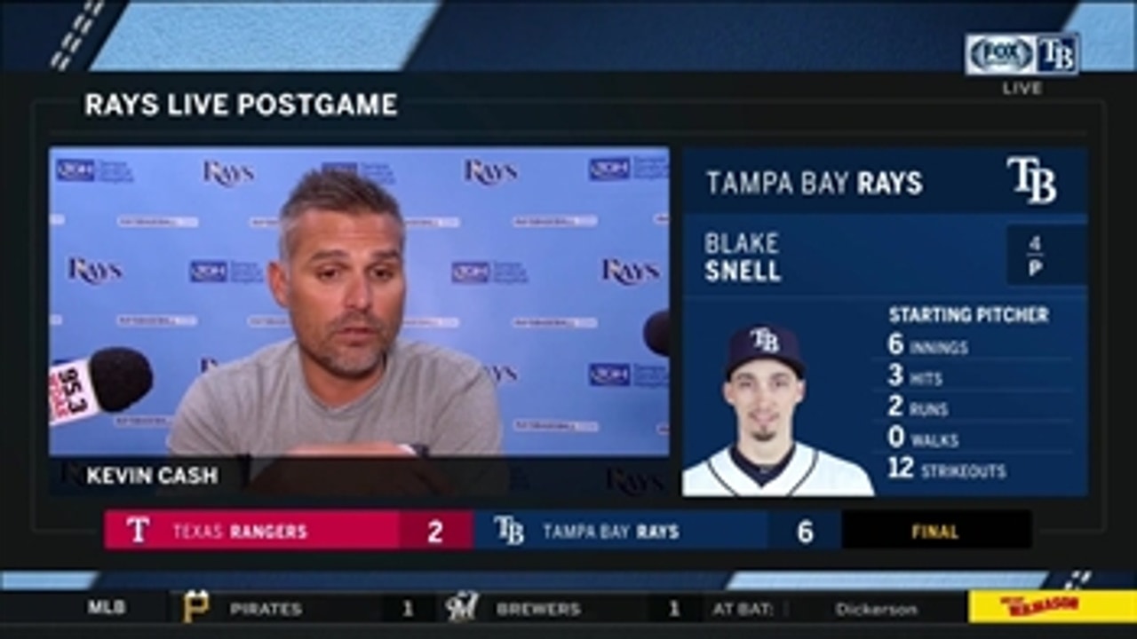 Kevin Cash on his ejection, Blake Snell's 12-strikeout, no-walk outing