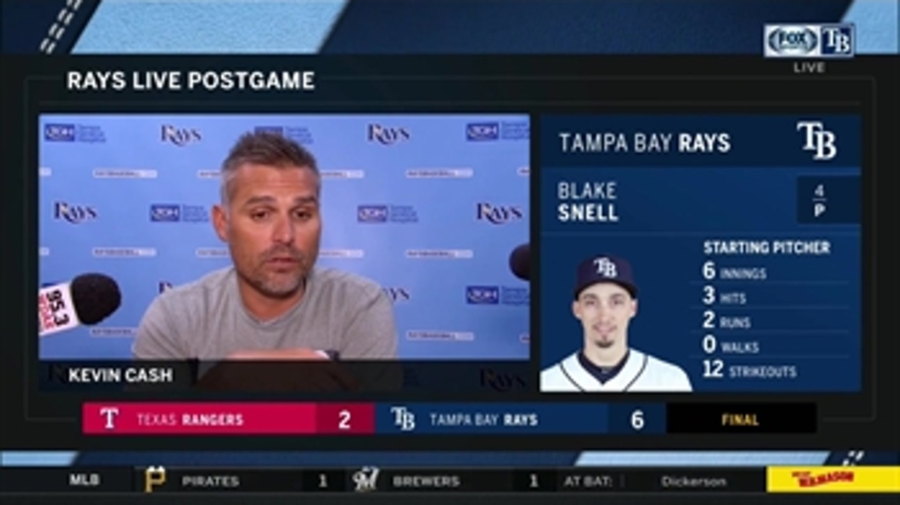 Kevin Cash on his ejection, Blake Snell's 12-strikeout, no-walk outing
