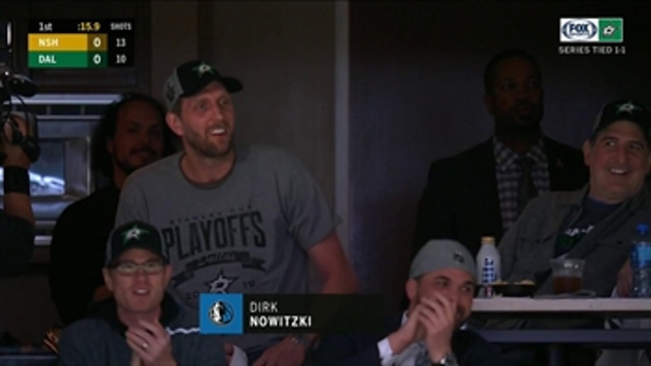 Dirk Nowitzki Supporting the Dallas Stars In Game 3