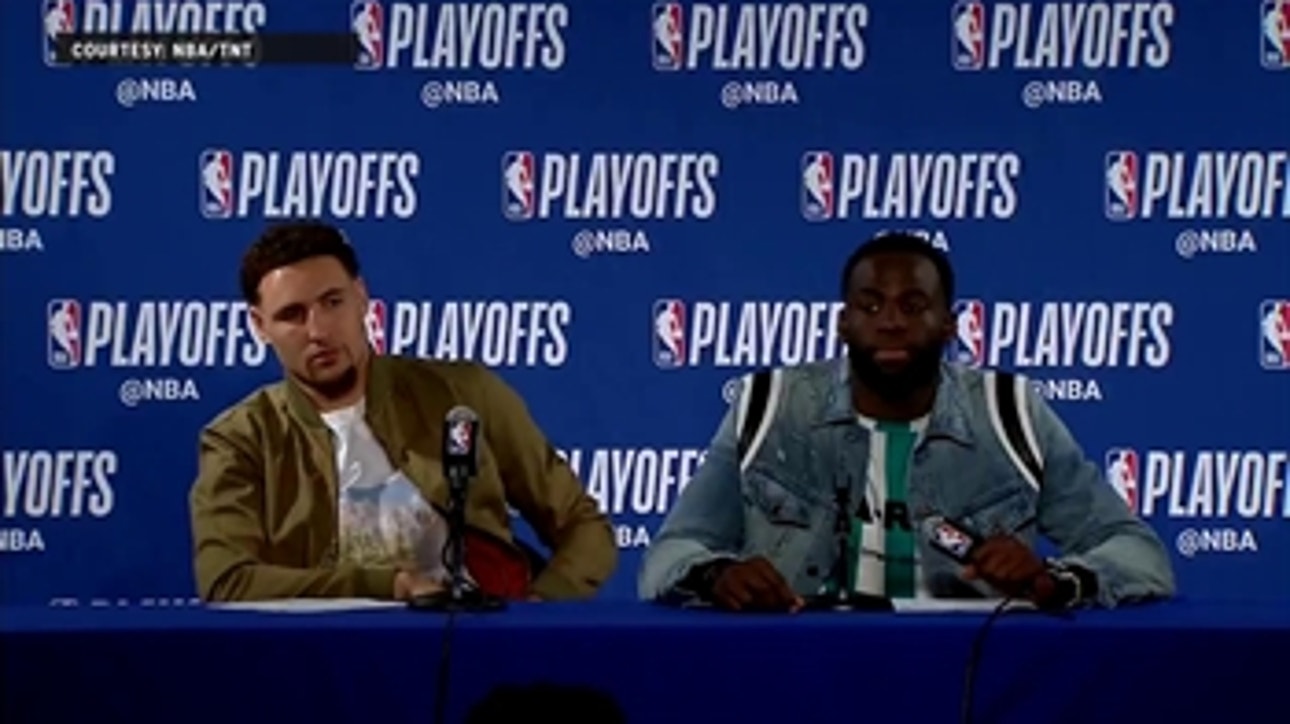 Draymond Green and Klay Thompson Press Conference - Game 1 ' Pelicans at Warriors