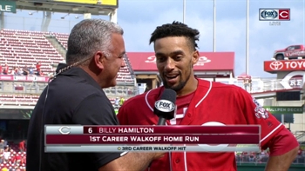 Hamilton on walk-off: 'I don't hit home runs, but that felt good'