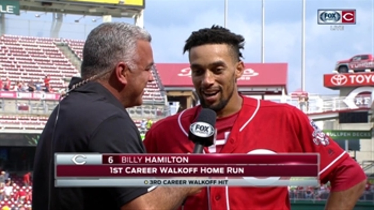 Hamilton on walk-off: 'I don't hit home runs, but that felt good'