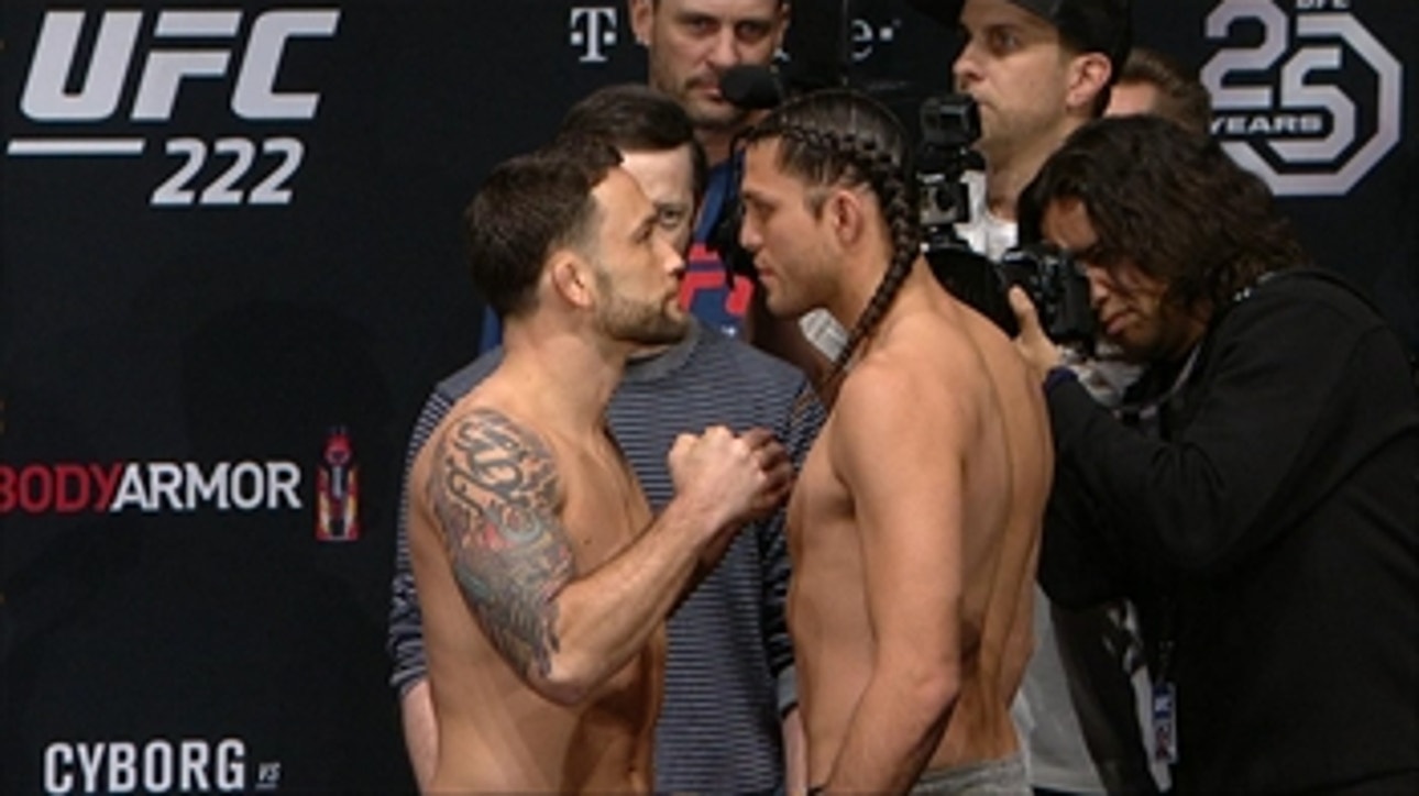 Frankie Edgar vs Brian Ortega face-off ' WEIGH-INS ' UFC 222