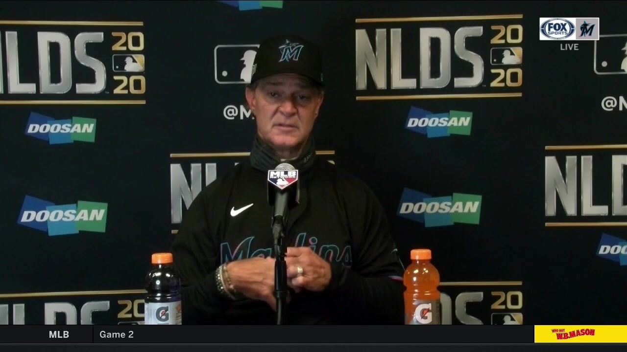 Don Mattingly discusses Miami's 9-5 loss to Atlanta in Game 1 of NLDS