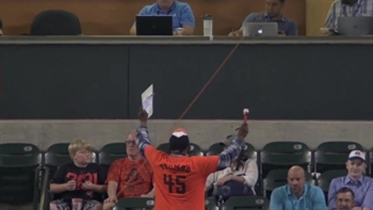 This Orioles fan is definitely keeping score of the game