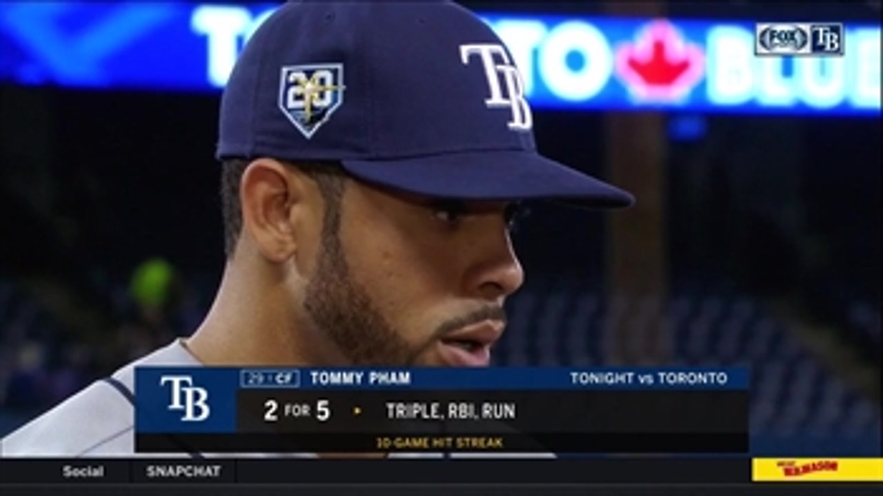 Tommy Pham comments on putting together 10-game hitting streak while banged up