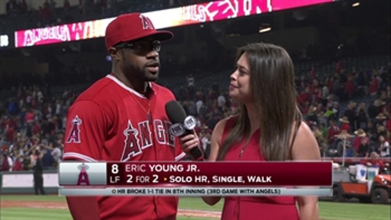 Eric Young Jr. sheds 'happy tears' postgame after hitting game-winning HR