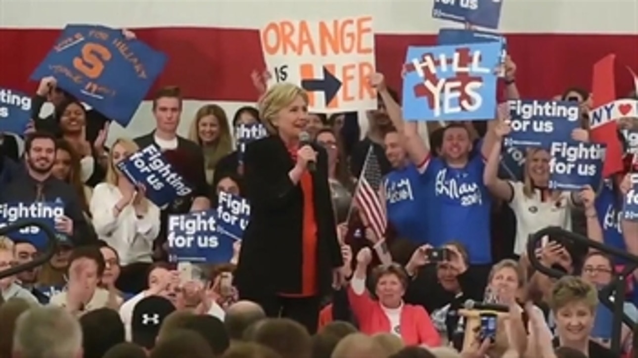 Hillary Clinton campaigns for Syracuse basketball in New York