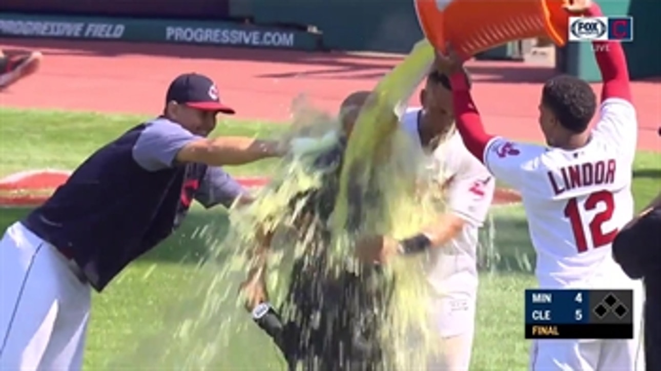 Frankie douses Andre following walk-off win over Twins