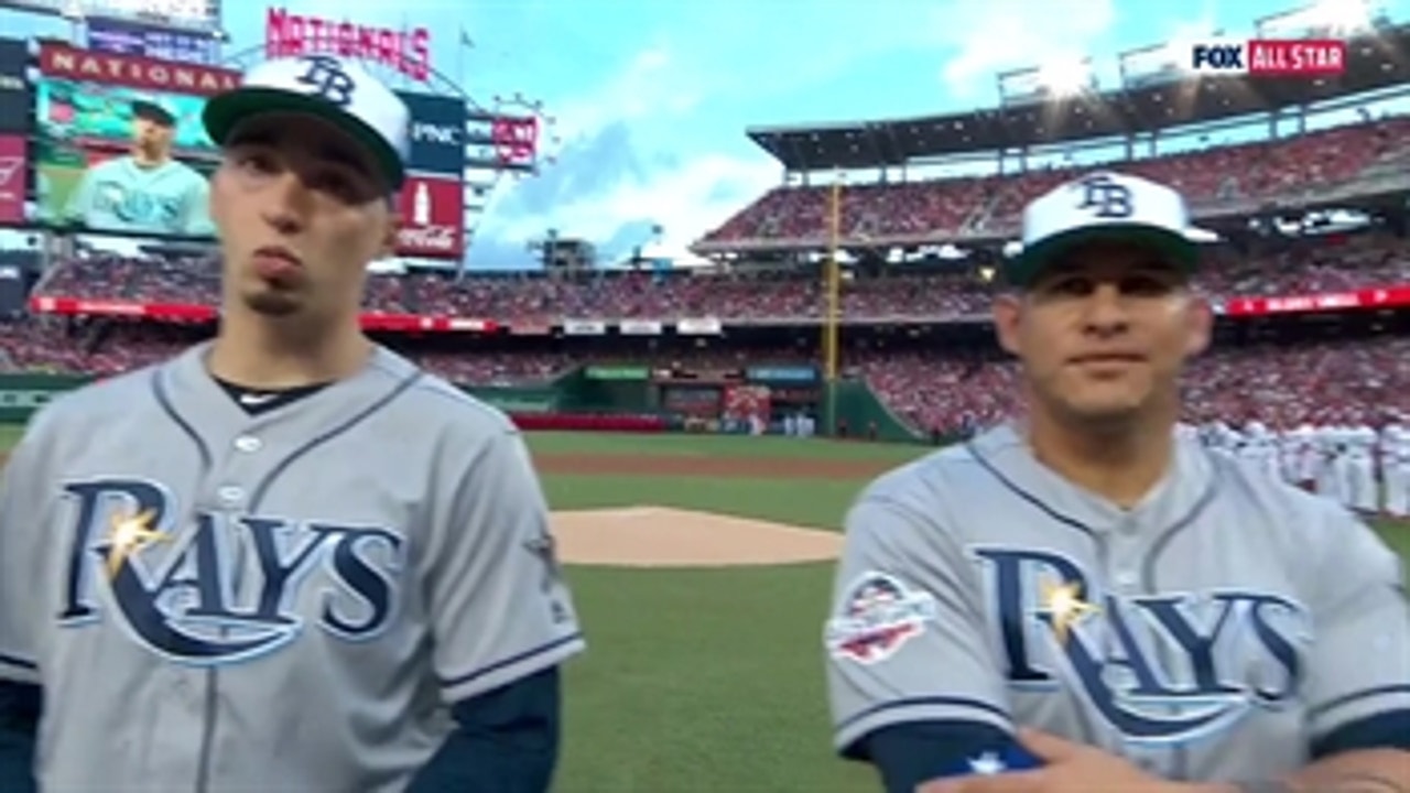 Blake Snell, Wilson Ramos of the Rays get introduced before the All-Star Game